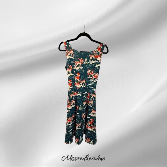 MISSJOY Dresses & Skirts - MISSJOY Festive Reindeer Print Dress